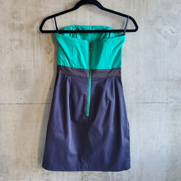 French Connection / Wizard Colour Block Dress in Navy and Green / Size 0-2 - Picture 3 of 6